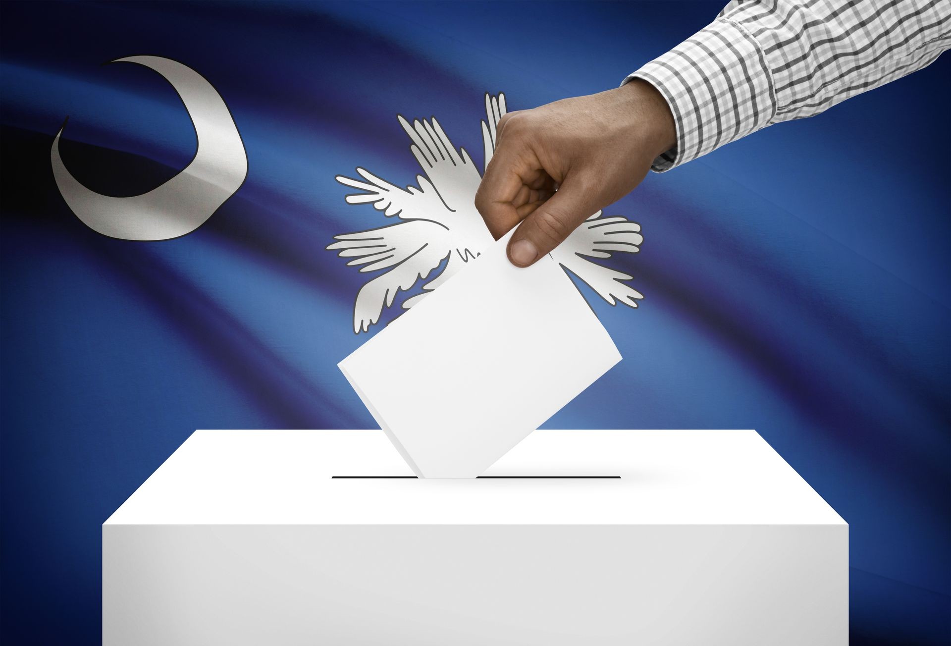 Voting concept - Ballot box with US state flag on background - South Carolina Voting concept - Ballot box with US state flag on background - South Carolina
